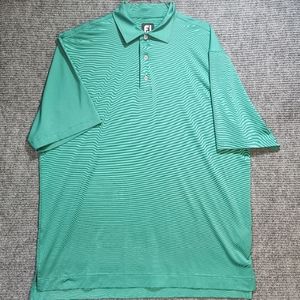 Footjoy Golf Polo Short Sleeve Men's Shirt Green Striped Sz XL